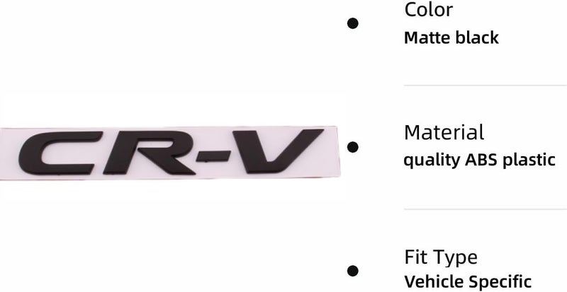 HUIANTS Car 3D Rear Tail Letter Emblem Replacement for CR-V Car Badge Decals Logo Trunk Decoration Emblem Modification (Black) - Image 2